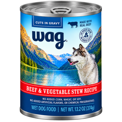 Amazon Brand - Wag Stew Canned Dog Food, Beef & Vegetable Recipe, 13.2 oz Can (Pack of 12)
